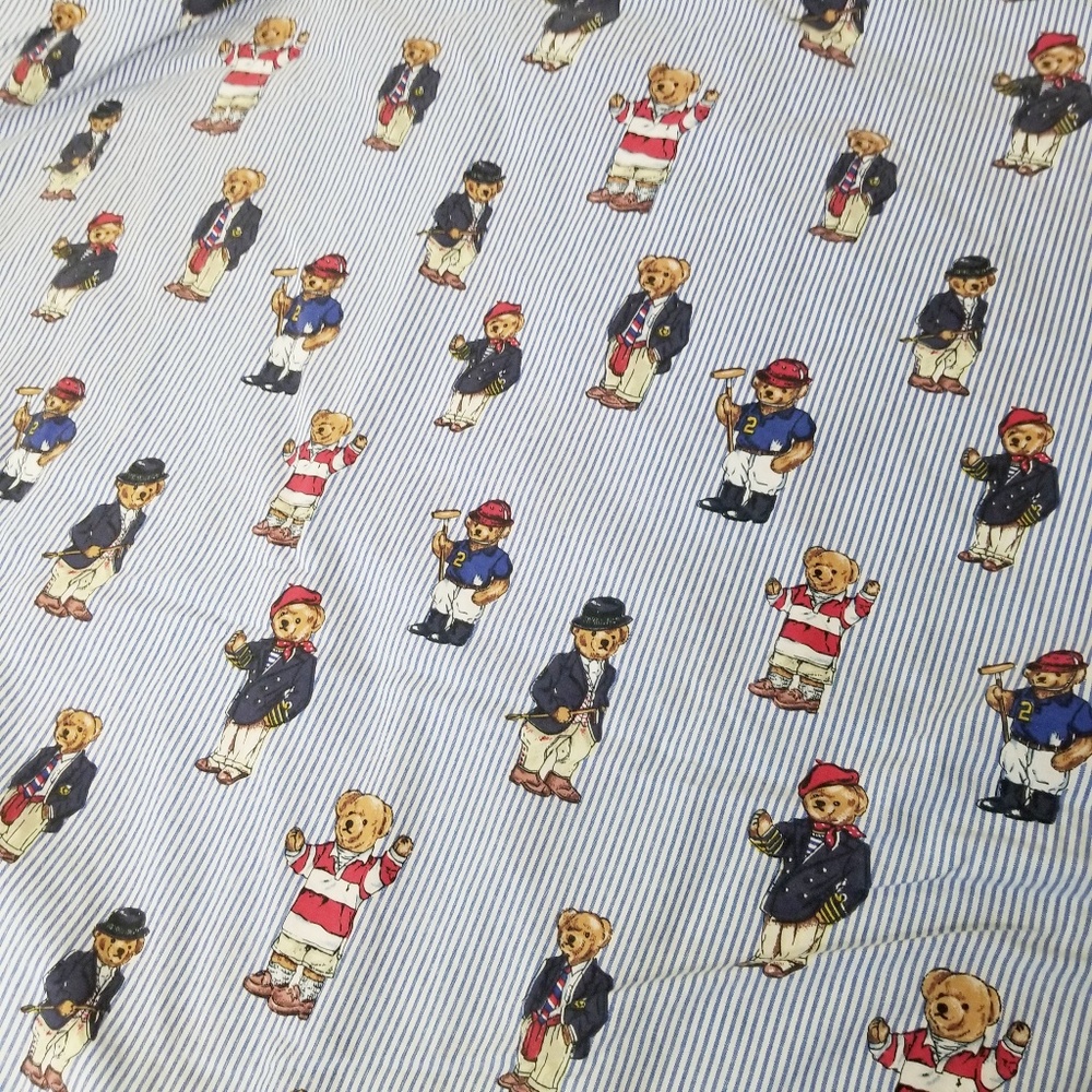 Ralph Lauren Teddy Bear Full Flat Sheet Pillowcase